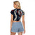 Hawaii Puakenikeni and Maile Lei Raglan Cropped T Shirt Navy Blue Japanese Wave Style - Polynesian Pride