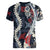 Hawaii Puakenikeni and Maile Lei Women V-Neck T-Shirt Navy Blue Japanese Wave Style - Polynesian Pride