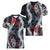 Hawaii Puakenikeni and Maile Lei Women V-Neck T-Shirt Navy Blue Japanese Wave Style - Polynesian Pride