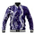 Hawaii Puakenikeni and Maile Lei Baseball Jacket Purple Japanese Wave Style - Polynesian Pride