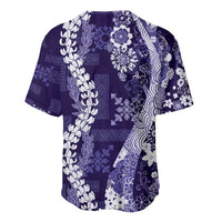 Hawaii Puakenikeni and Maile Lei Baseball Jersey Purple Japanese Wave Style - Polynesian Pride
