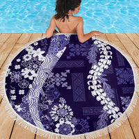 Hawaii Puakenikeni and Maile Lei Beach Blanket Purple Japanese Wave Style - Polynesian Pride