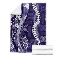 Hawaii Puakenikeni and Maile Lei Blanket Purple Japanese Wave Style - Polynesian Pride