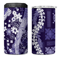 Hawaii Puakenikeni and Maile Lei 4 in 1 Can Cooler Tumbler Purple Japanese Wave Style - Polynesian Pride