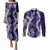 Hawaii Puakenikeni and Maile Lei Couples Matching Puletasi and Long Sleeve Button Shirt Purple Japanese Wave Style - Polynesian Pride