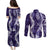 Hawaii Puakenikeni and Maile Lei Couples Matching Puletasi and Long Sleeve Button Shirt Purple Japanese Wave Style - Polynesian Pride