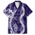 Hawaii Puakenikeni and Maile Lei Family Matching Summer Maxi Dress and Hawaiian Shirt Purple Japanese Wave Style - Polynesian Pride