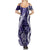 Hawaii Puakenikeni and Maile Lei Family Matching Summer Maxi Dress and Hawaiian Shirt Purple Japanese Wave Style - Polynesian Pride