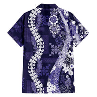 Hawaii Puakenikeni and Maile Lei Family Matching Tank Maxi Dress and Hawaiian Shirt Purple Japanese Wave Style - Polynesian Pride