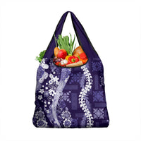 Hawaii Puakenikeni and Maile Lei Grocery Bag Purple Japanese Wave Style - Polynesian Pride