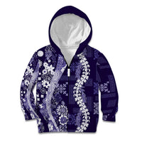 Hawaii Puakenikeni and Maile Lei Kid Hoodie Purple Japanese Wave Style - Polynesian Pride