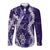 Hawaii Puakenikeni and Maile Lei Long Sleeve Button Shirt Purple Japanese Wave Style - Polynesian Pride