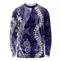 Hawaii Puakenikeni and Maile Lei Long Sleeve Shirt Purple Japanese Wave Style - Polynesian Pride