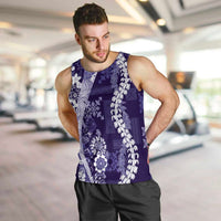 Hawaii Puakenikeni and Maile Lei Men Tank Top Purple Japanese Wave Style - Polynesian Pride