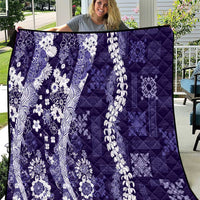 Hawaii Puakenikeni and Maile Lei Quilt Purple Japanese Wave Style - Polynesian Pride