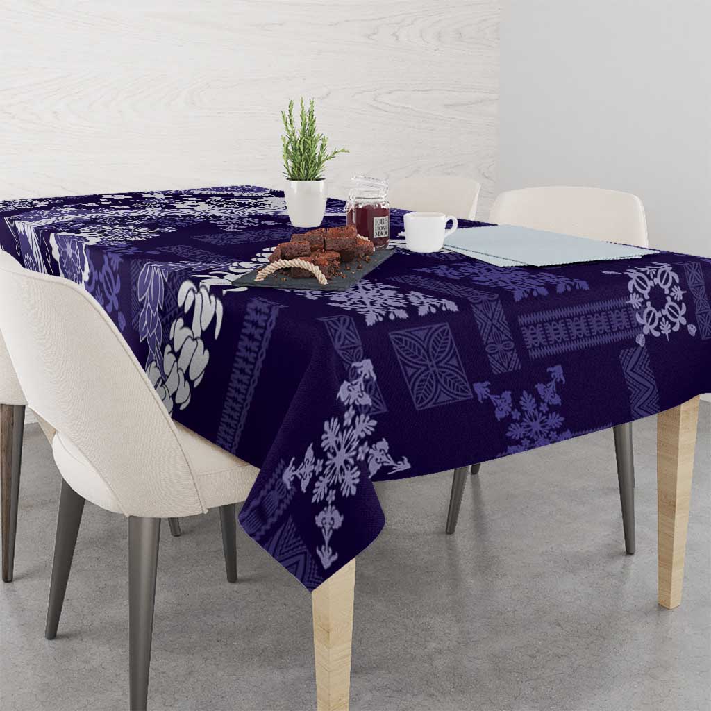 Hawaii Puakenikeni and Maile Lei Tablecloth Purple Japanese Wave Style - Polynesian Pride