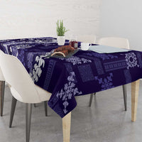 Hawaii Puakenikeni and Maile Lei Tablecloth Purple Japanese Wave Style - Polynesian Pride