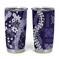 Hawaii Puakenikeni and Maile Lei Tumbler Cup Purple Japanese Wave Style - Polynesian Pride