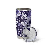 Hawaii Puakenikeni and Maile Lei Tumbler Cup Purple Japanese Wave Style - Polynesian Pride
