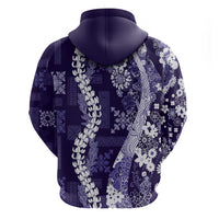 Hawaii Puakenikeni and Maile Lei Zip Hoodie Purple Japanese Wave Style - Polynesian Pride