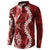 Hawaii Puakenikeni and Maile Lei Button Sweatshirt Red Japanese Wave Style - Polynesian Pride