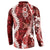 Hawaii Puakenikeni and Maile Lei Button Sweatshirt Red Japanese Wave Style - Polynesian Pride