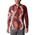 Hawaii Puakenikeni and Maile Lei Button Sweatshirt Red Japanese Wave Style - Polynesian Pride