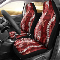 Hawaii Puakenikeni and Maile Lei Car Seat Cover Red Japanese Wave Style - Polynesian Pride
