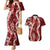 Hawaii Puakenikeni and Maile Lei Couples Matching Mermaid Dress and Hawaiian Shirt Red Japanese Wave Style - Polynesian Pride