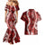 Hawaii Puakenikeni and Maile Lei Couples Matching Mermaid Dress and Hawaiian Shirt Red Japanese Wave Style - Polynesian Pride
