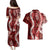 Hawaii Puakenikeni and Maile Lei Couples Matching Puletasi and Hawaiian Shirt Red Japanese Wave Style - Polynesian Pride