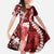 Hawaii Puakenikeni and Maile Lei Family Matching Mermaid Dress and Hawaiian Shirt Red Japanese Wave Style - Polynesian Pride