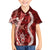 Hawaii Puakenikeni and Maile Lei Family Matching Off The Shoulder Long Sleeve Dress and Hawaiian Shirt Red Japanese Wave Style - Polynesian Pride