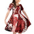 Hawaii Puakenikeni and Maile Lei Family Matching Off Shoulder Short Dress and Hawaiian Shirt Red Japanese Wave Style - Polynesian Pride
