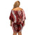 Hawaii Puakenikeni and Maile Lei Family Matching Off Shoulder Short Dress and Hawaiian Shirt Red Japanese Wave Style - Polynesian Pride