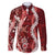 Hawaii Puakenikeni and Maile Lei Family Matching Puletasi and Hawaiian Shirt Red Japanese Wave Style - Polynesian Pride