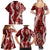 Hawaii Puakenikeni and Maile Lei Family Matching Summer Maxi Dress and Hawaiian Shirt Red Japanese Wave Style - Polynesian Pride