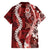 Hawaii Puakenikeni and Maile Lei Family Matching Summer Maxi Dress and Hawaiian Shirt Red Japanese Wave Style - Polynesian Pride