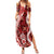 Hawaii Puakenikeni and Maile Lei Family Matching Summer Maxi Dress and Hawaiian Shirt Red Japanese Wave Style - Polynesian Pride
