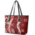 Hawaii Puakenikeni and Maile Lei Leather Tote Bag Red Japanese Wave Style - Polynesian Pride