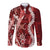 Hawaii Puakenikeni and Maile Lei Long Sleeve Button Shirt Red Japanese Wave Style - Polynesian Pride