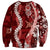 Hawaii Puakenikeni and Maile Lei Sweatshirt Red Japanese Wave Style - Polynesian Pride