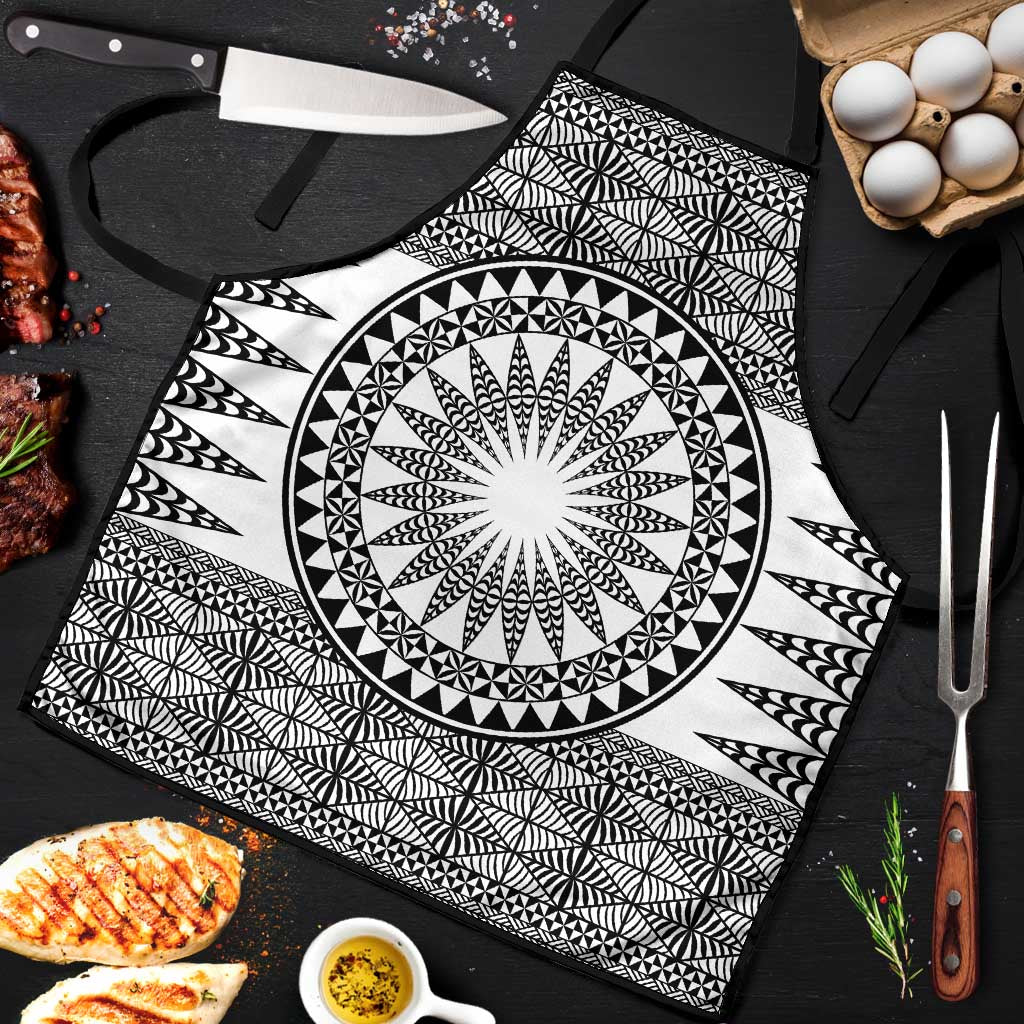 All White Tonga Malo e lelei Apron Vintage Ngatu Tribal Pattern - Polynesian Pride