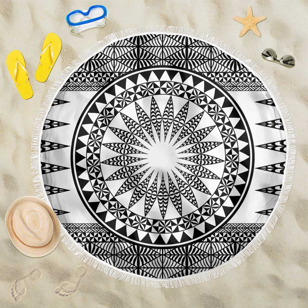 All White Tonga Malo e lelei Beach Blanket Vintage Ngatu Tribal Pattern - Polynesian Pride