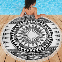 All White Tonga Malo e lelei Beach Blanket Vintage Ngatu Tribal Pattern - Polynesian Pride