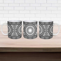 All White Tonga Malo e lelei Ceramic Mug Vintage Ngatu Tribal Pattern - Polynesian Pride