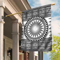 All White Tonga Malo e lelei Garden Flag Vintage Ngatu Tribal Pattern - Polynesian Pride
