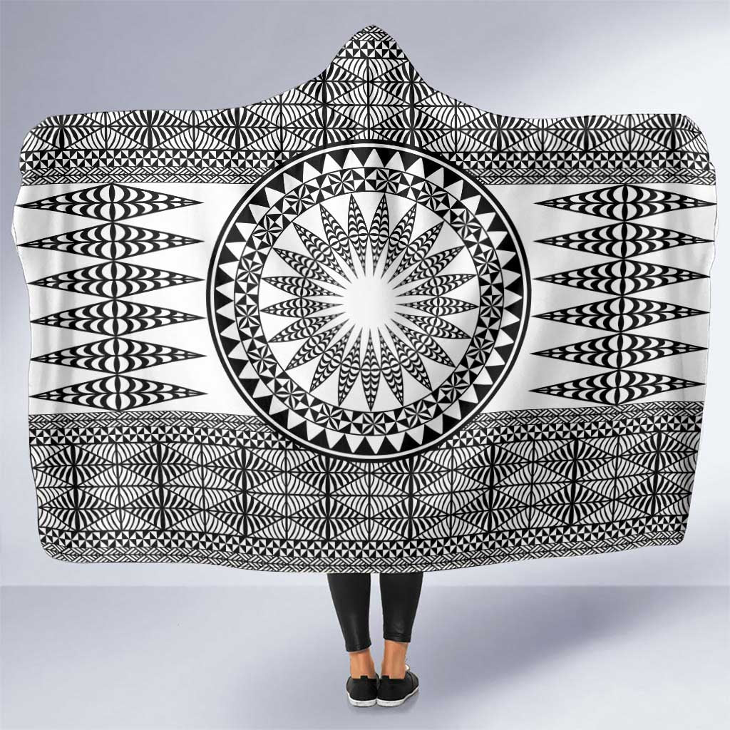 All White Tonga Malo e lelei Hooded Blanket Vintage Ngatu Tribal Pattern LT9 One Size White - Polynesian Pride