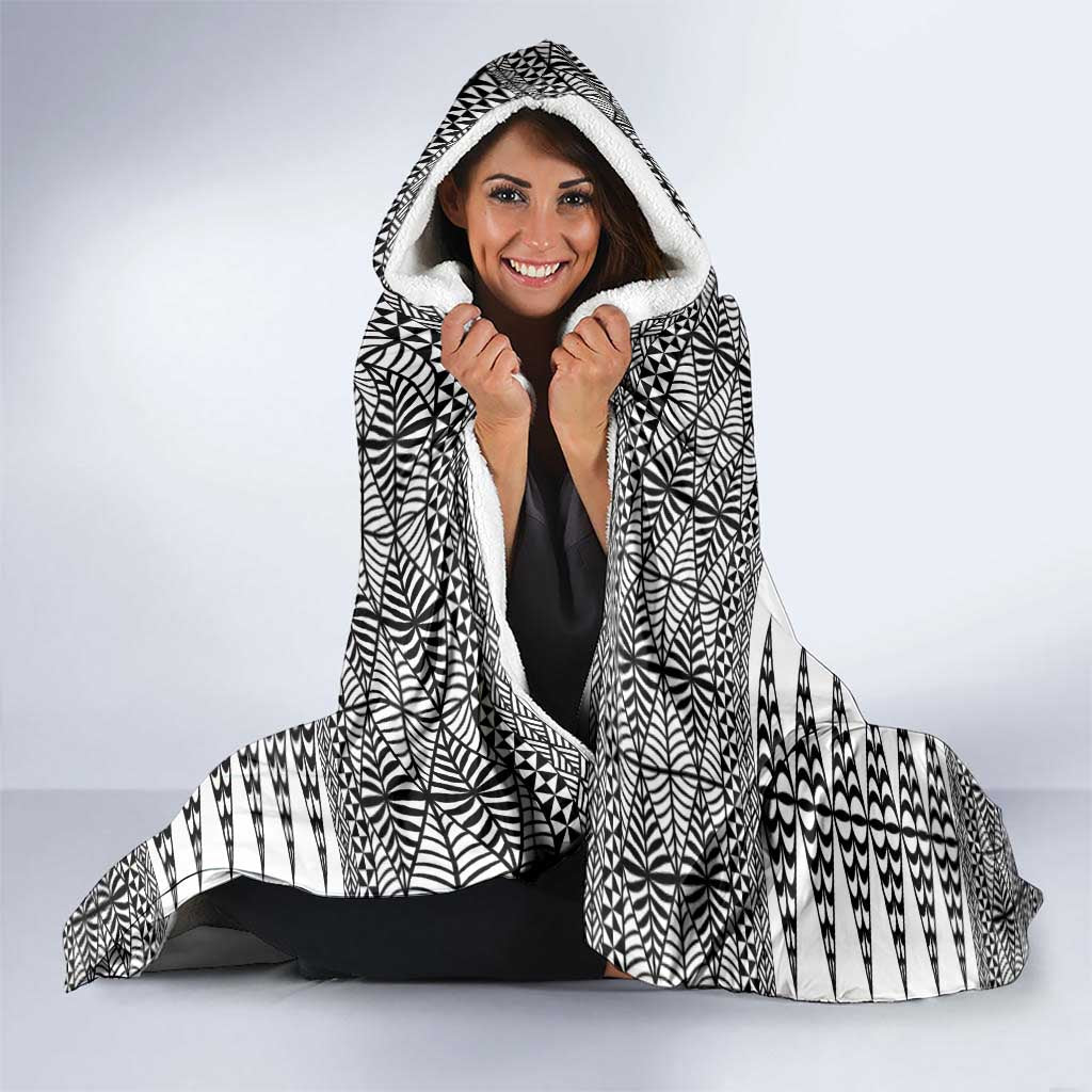 All White Tonga Malo e lelei Hooded Blanket Vintage Ngatu Tribal Pattern LT9 - Polynesian Pride