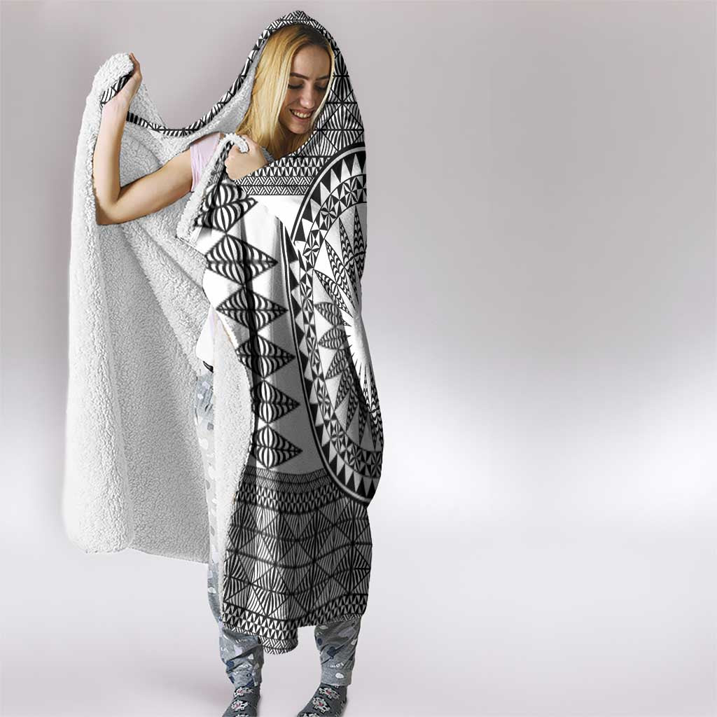 All White Tonga Malo e lelei Hooded Blanket Vintage Ngatu Tribal Pattern LT9 - Polynesian Pride